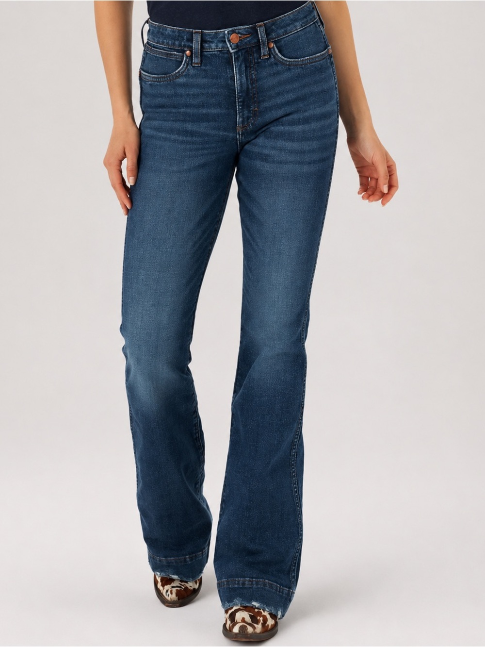 Wrangler Retro High Rise Flare Trouser Jeans 28 Denim Blue Western Ranch NWT - Picture 5 of 16